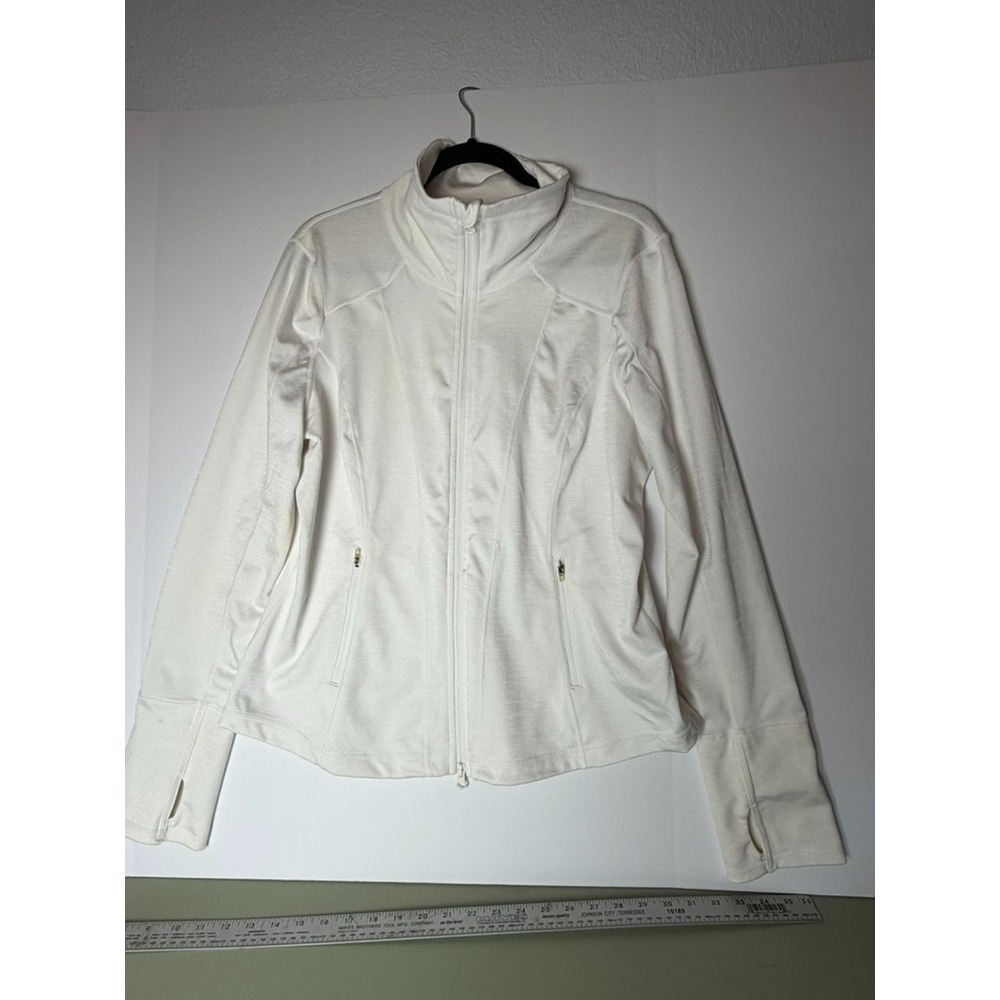 Zella‎ Activewear Jacket Mens XL White Zip Pocket, Pilates Gym Athleisure Sporty